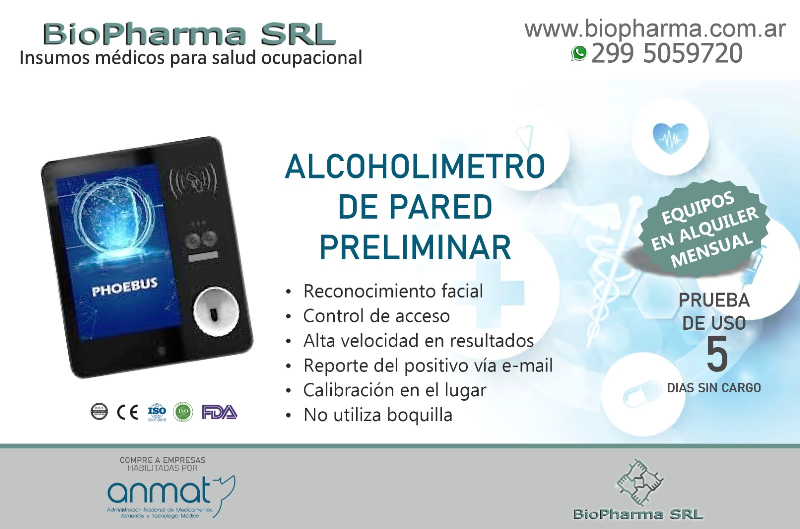 Alcoholímetro de Pared Preliminar - BioPharma SRL